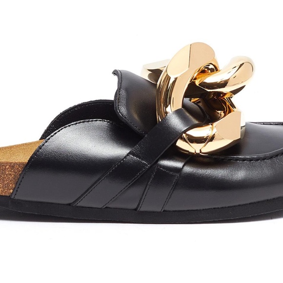JW ANDERSON BLACK LEATHER CHAIN SLIDES - US5 - MSRP $640.00 BNIB - SAVE $500 - Picture 4 of 4